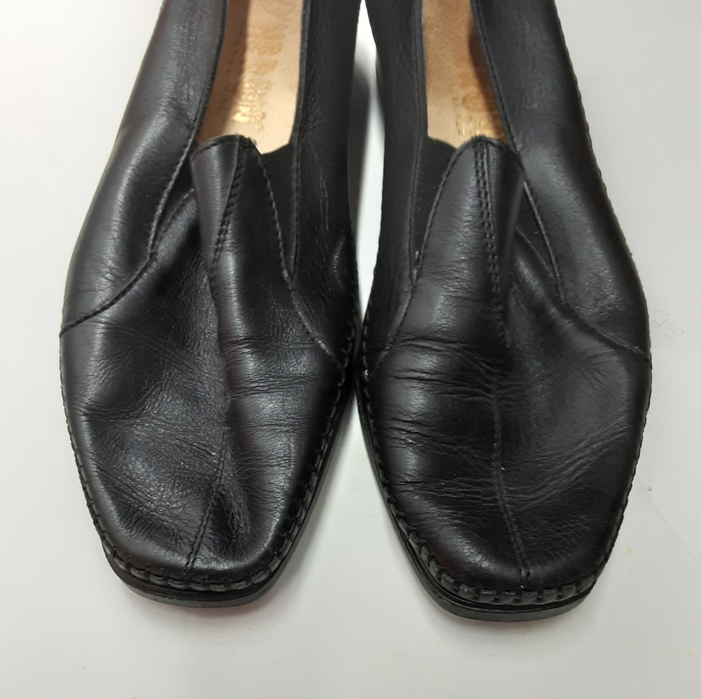 Heron Women"s Black Flexible Leather Slip On Comfort Shoes Size EU 36